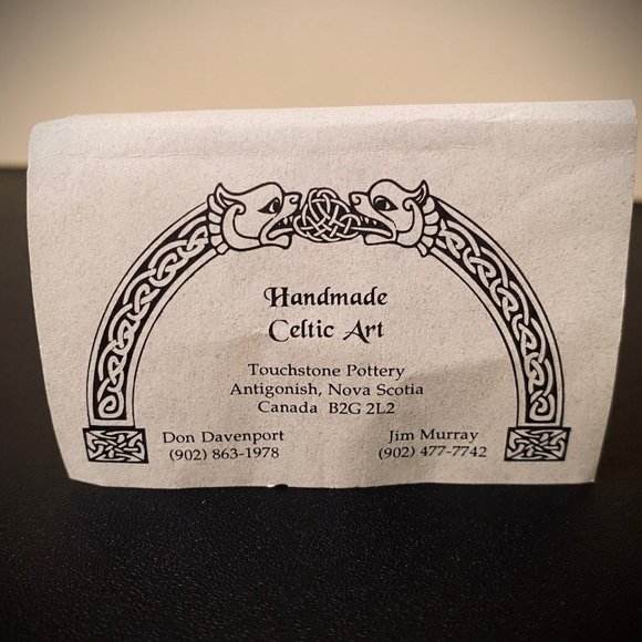 Hand-crafted Porcelain Celtic Lapel Pin or Tie Tack, Spiral Symbol - Picture 6 of 7